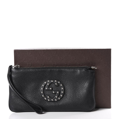 Gucci Pebbled Calfskin Studded Soho Wristlet Black 9 of 9