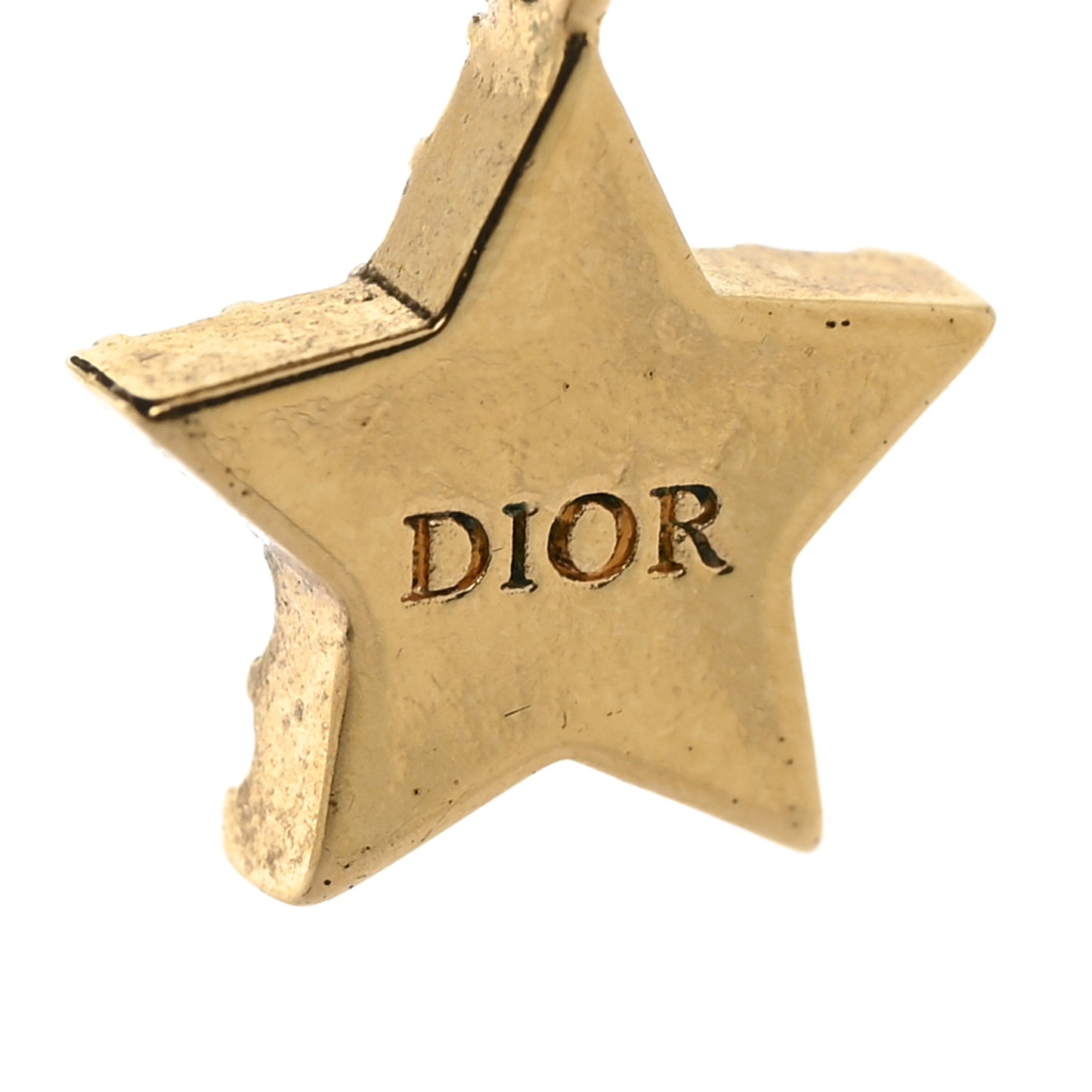 Crystal Petit CD Star Chain Earrings Gold