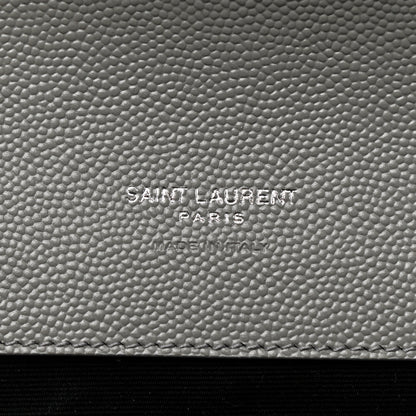 Saint Laurent Grain De Poudre Textured Mixed Matelasse Triquilt Monogram Clutch Storm 6 of 8