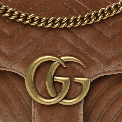 Gucci Velvet Matelasse Medium GG Marmont Shoulder Bag Taupe 10 of 10
