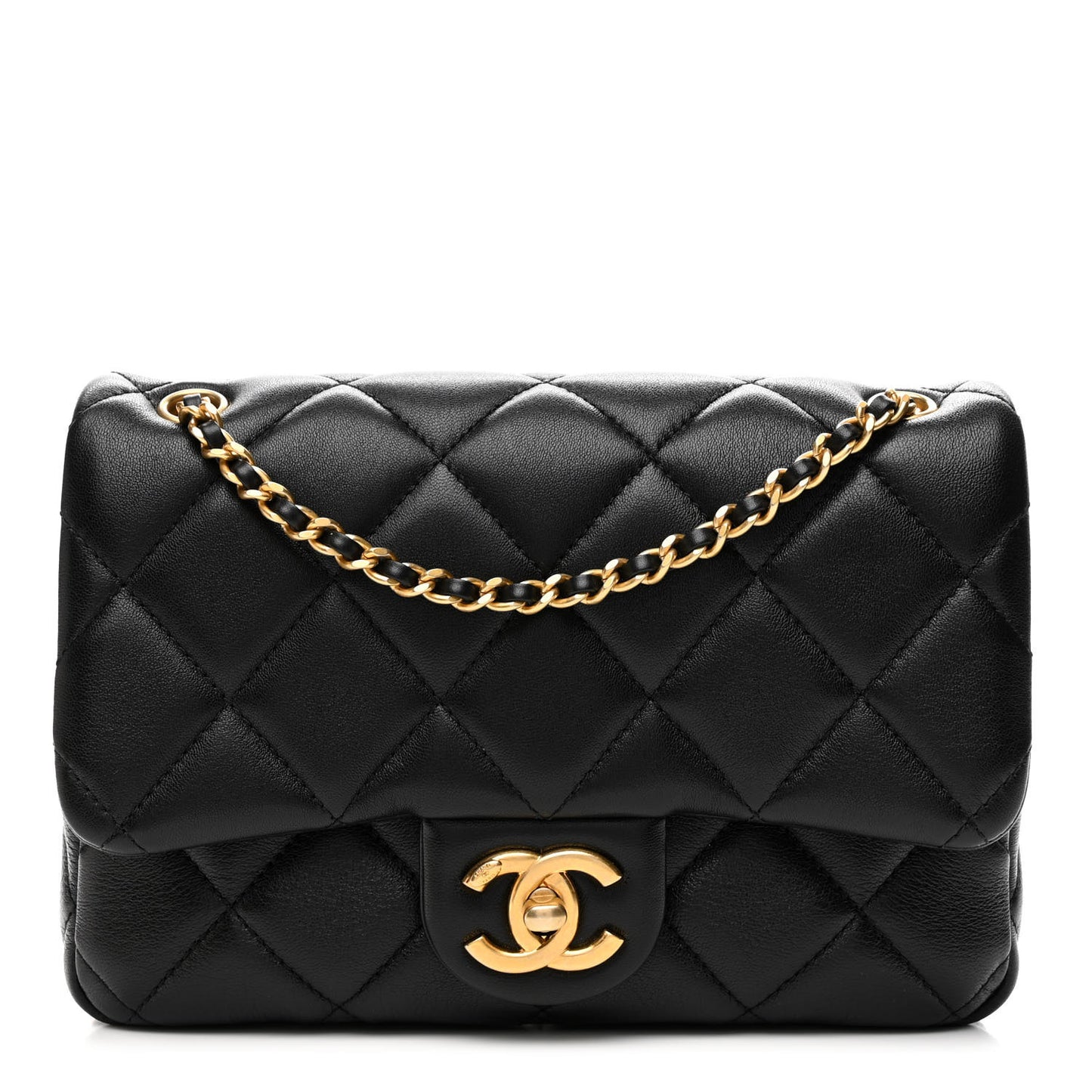 Lambskin Quilted Mini Flap Black