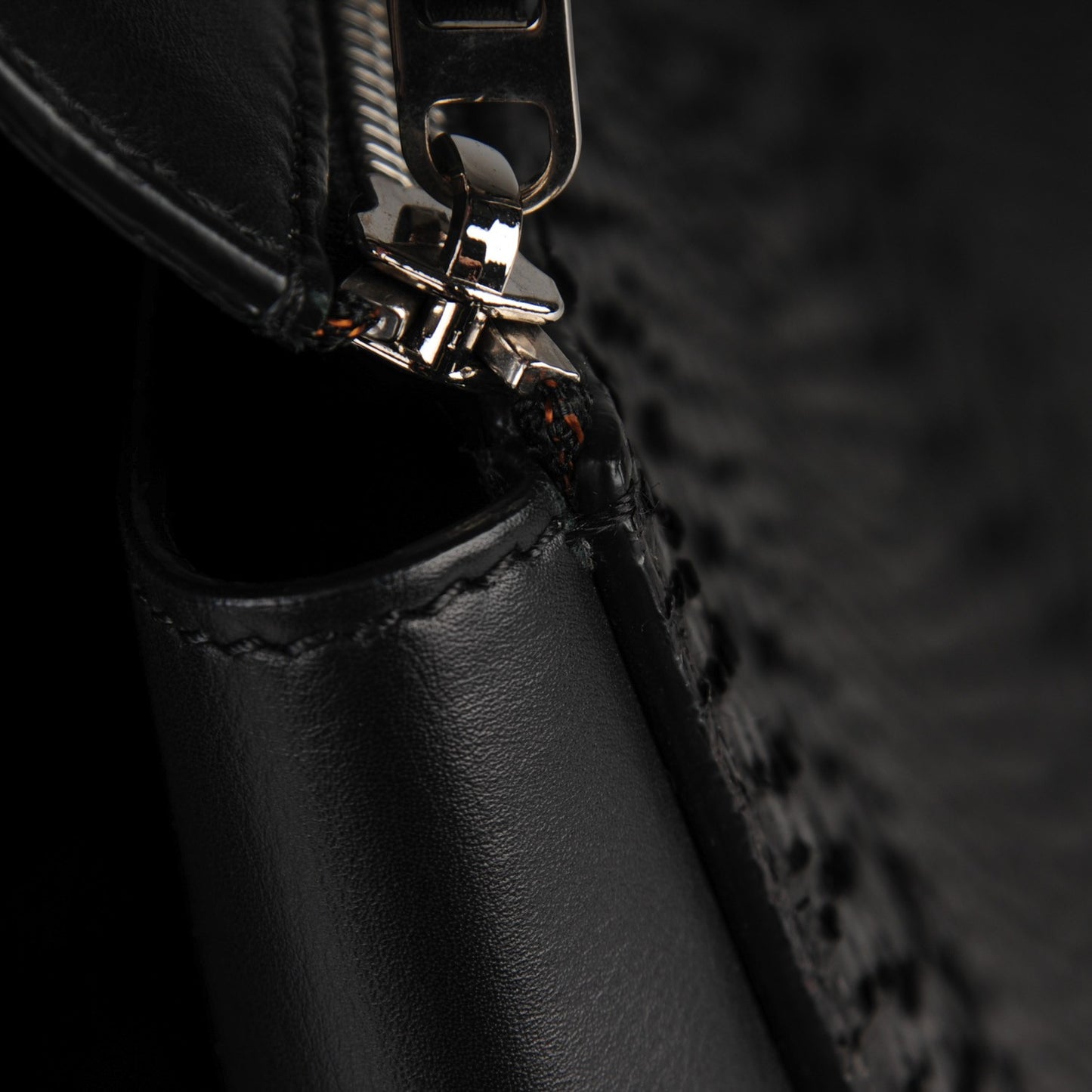 Python Smooth Calfskin Medium Edge Shoulder Bag Black