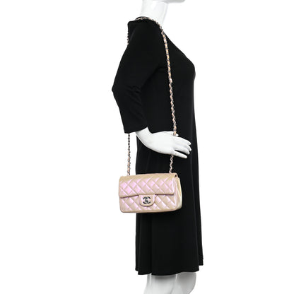 Chanel Iridescent Calfskin Quilted Mini Rectangular Flap Pink 2 of 10