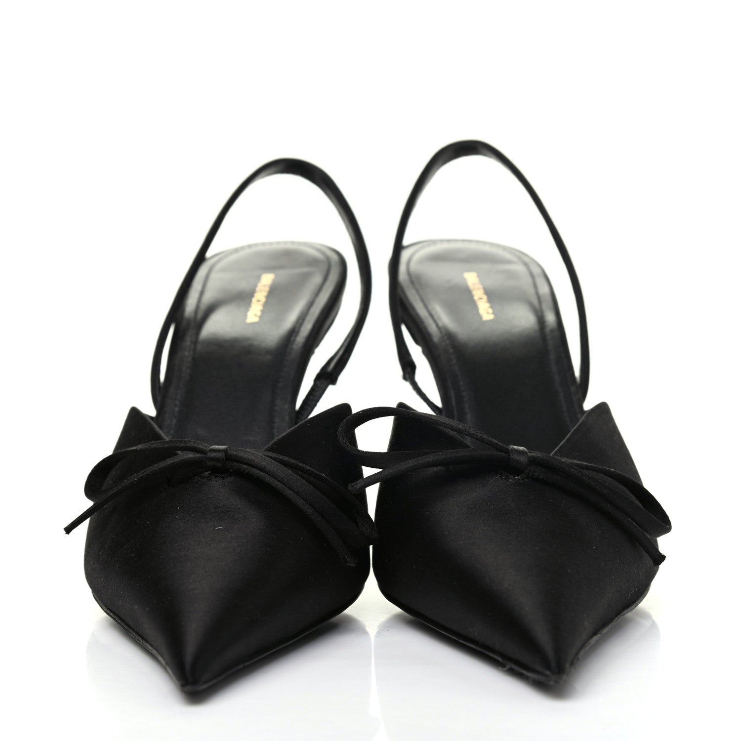 Balenciaga Satin Pointed Toe Knife Slingback Mules 37 Black 2 of 10