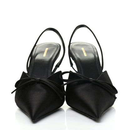 Balenciaga Satin Pointed Toe Knife Slingback Mules 37 Black 2 of 10