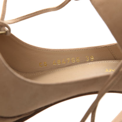 Saint Laurent Suede Lou Tribute 105 Lace Platform Sandals 39 Beige 8 of 9