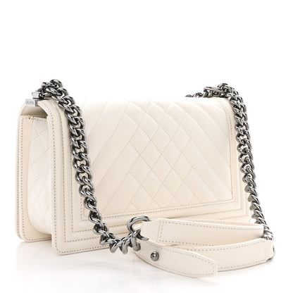 Chanel Lambskin Quilted Chevron Medium Boy Flap White 3 of 11