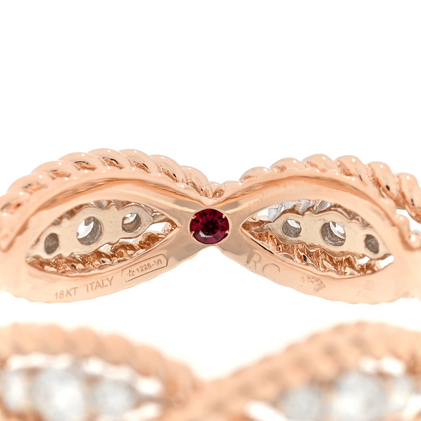 18K Rose Gold Diamond New Barocco One Row Braided Ring 54 7