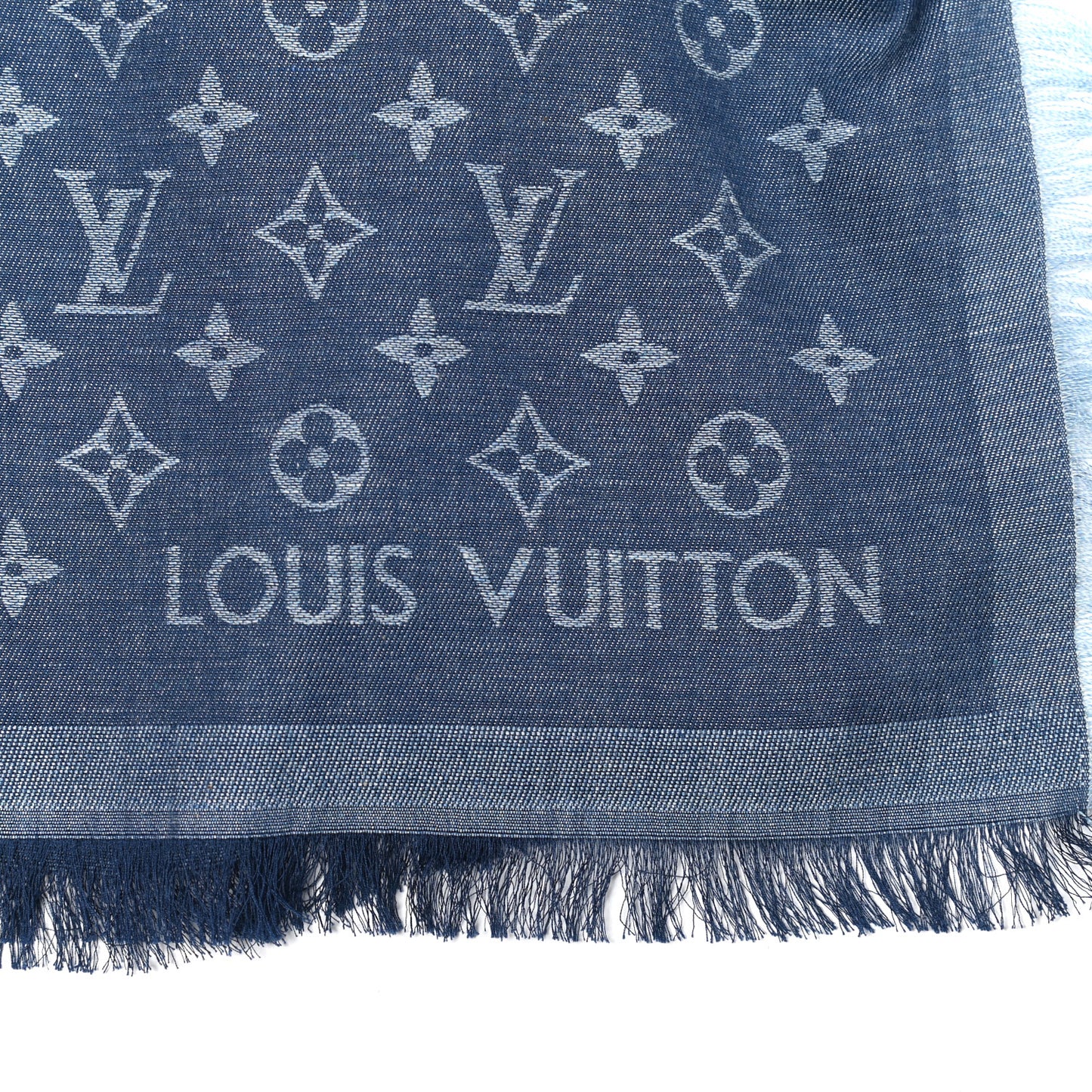 Cotton Monogram Essential Stole Blue