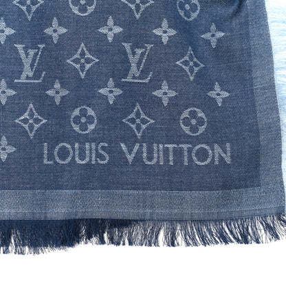 Louis Vuitton Cotton Monogram Essential Stole Blue 4 of 4