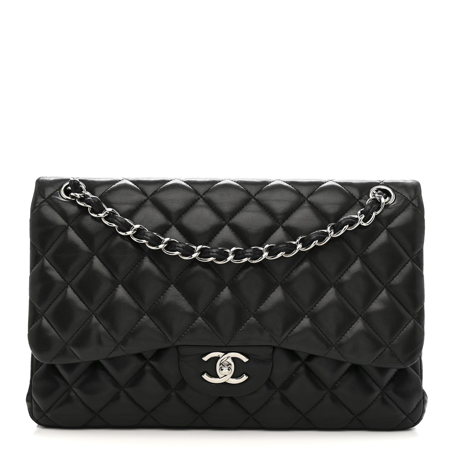 Chanel Lambskin Quilted Jumbo Double Flap Black 1 of 16