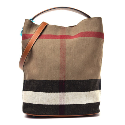 Burberry Canvas Mega Check Medium Ashby Hobo Saddle Brown 1 of 4