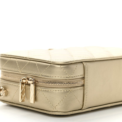 Chanel Metallic Lambskin Quilted Top Handle Vanity Case Gold 8 of 10