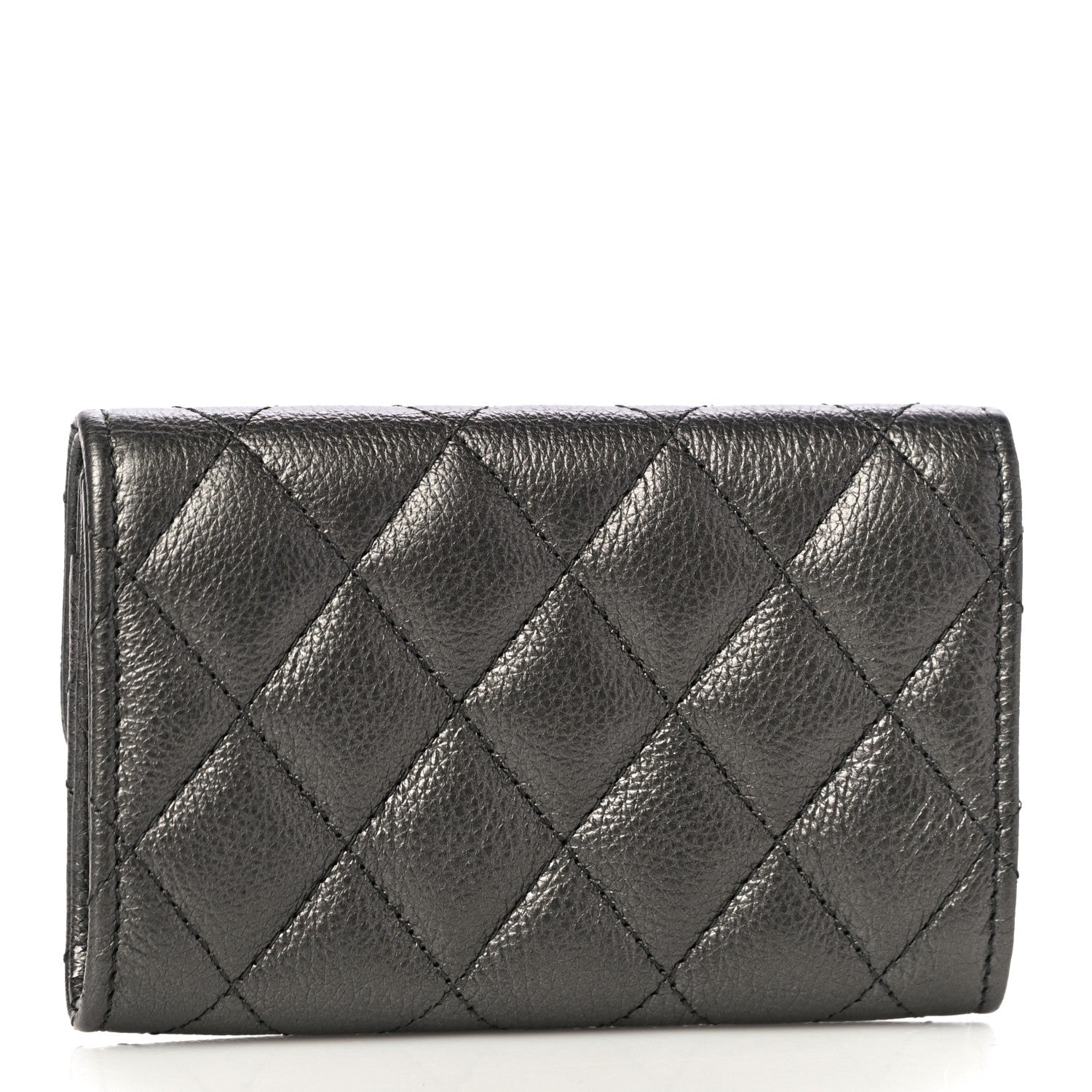 Chanel Metallic Calfskin Quilted Reissue Flap Card Holder Charcoal 3 of 12