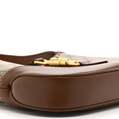 Gucci GG Supreme Monogram Azalea Calfskin Web Small Jackie 1961 Hobo Beige Ebony Brown Sugar 10 of 11
