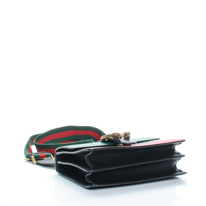 Gucci Moon Calfskin Web Medium Dionysus Bamboo Top Handle Bag Black Bright Evergreen Hibiscus Red 4 of 7