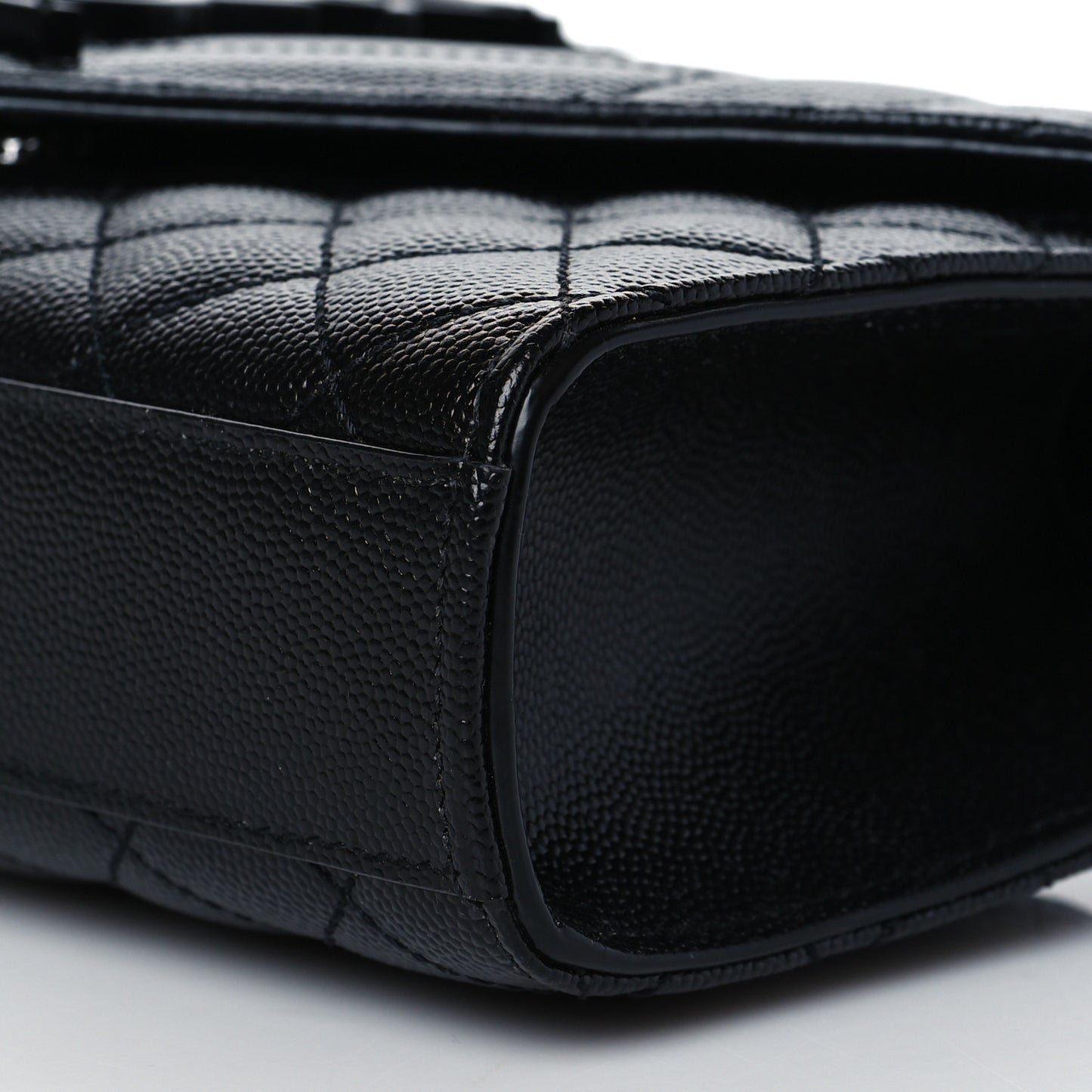 Grain De Poudre Textured Mixed Matelasse Triquilt Small Monogram Satchel Black