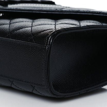 Saint Laurent Grain De Poudre Textured Mixed Matelasse Triquilt Small Monogram Satchel Black 8 of 8