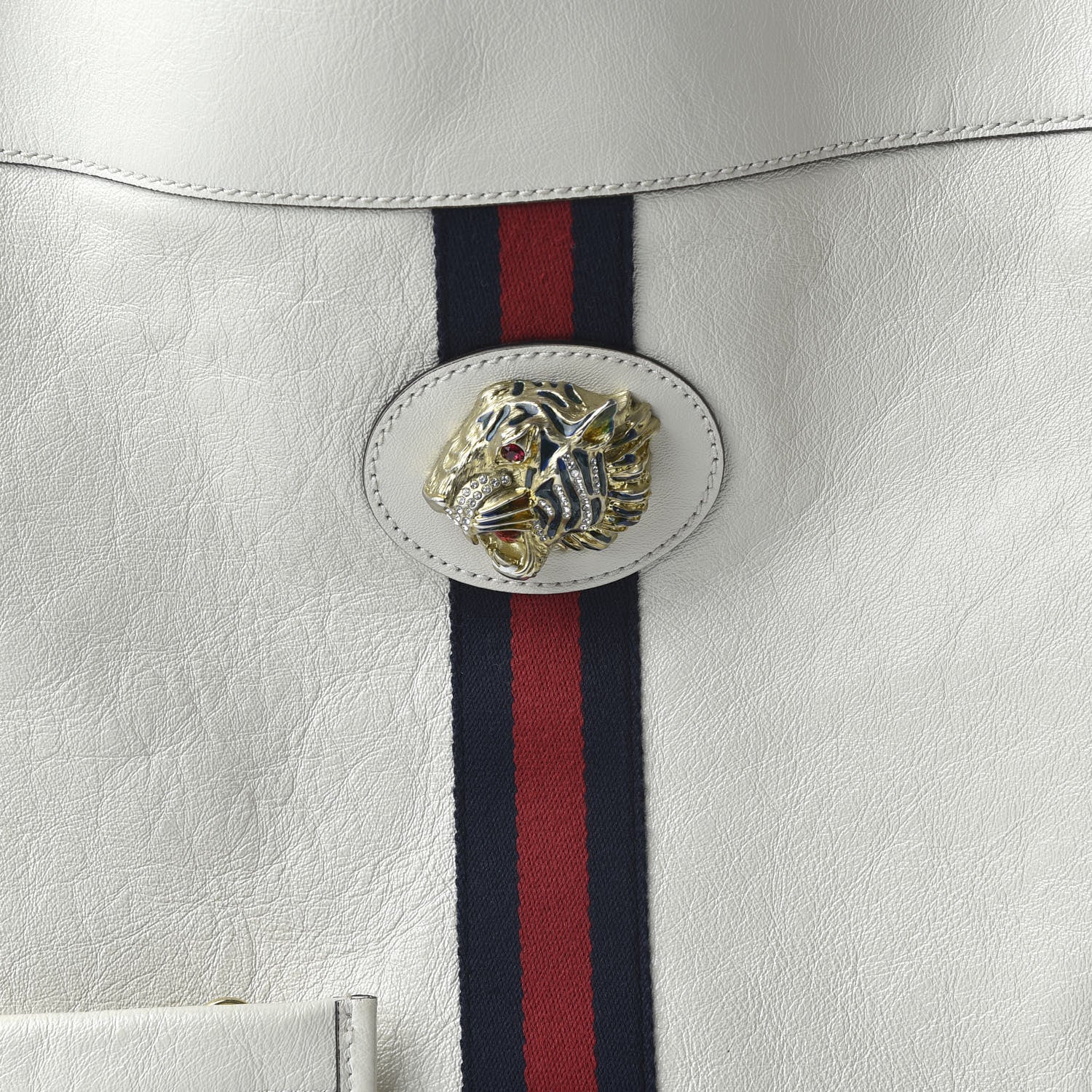 Gucci Suede Calfskin Large Rajah Chain Tote White 10 of 10