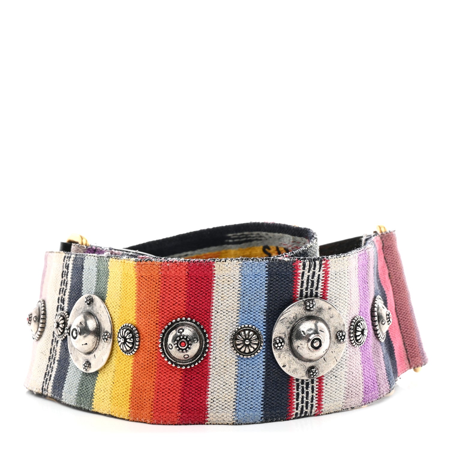 Christian Dior Canvas Embroidered Studded Rainbow Shoulder Strap 2 of 4