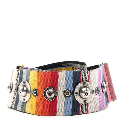 Christian Dior Canvas Embroidered Studded Rainbow Shoulder Strap 2 of 4