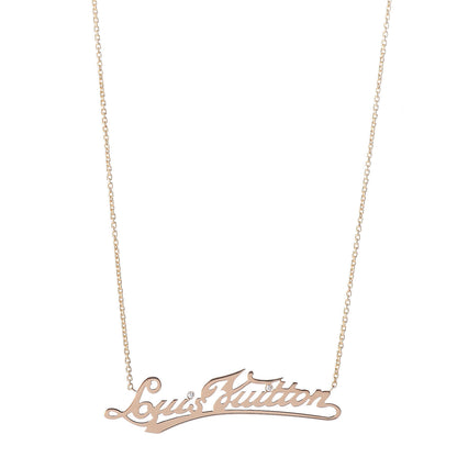 Louis Vuitton 18K Yellow Gold Diamond ID Nameplate Necklace 1 of 6
