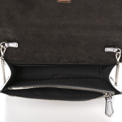 Fendi Metallic Vitello Hypnoteyes Scalloped Tube Wallet on Chain Silver 5 of 11