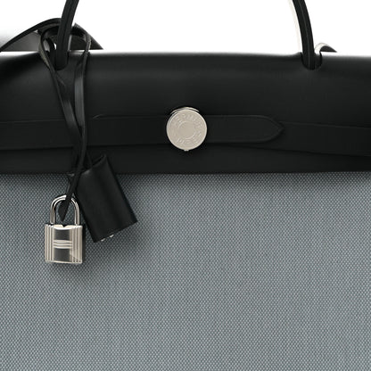 Hermes Military Toile Vache Hunter Herbag Zip Retourne 31 PM Gris Pantin Black 9 of 12