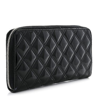 Chanel Patent Quilted Large Gusset Zip Around Wallet Black 3 of 8