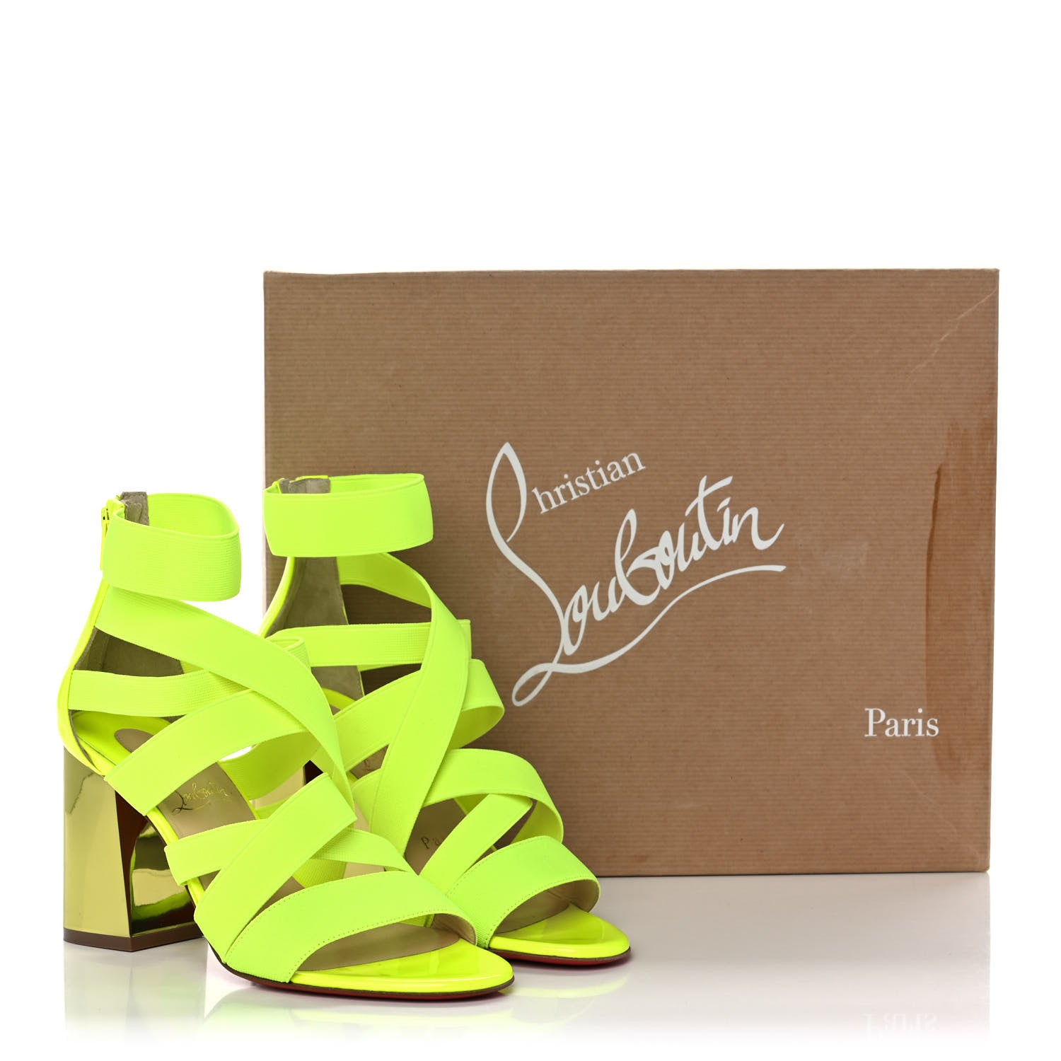 Christian Louboutin Elastic Patent Gladiapop 85 Heel Sandals 35 Yellow 10 of 10