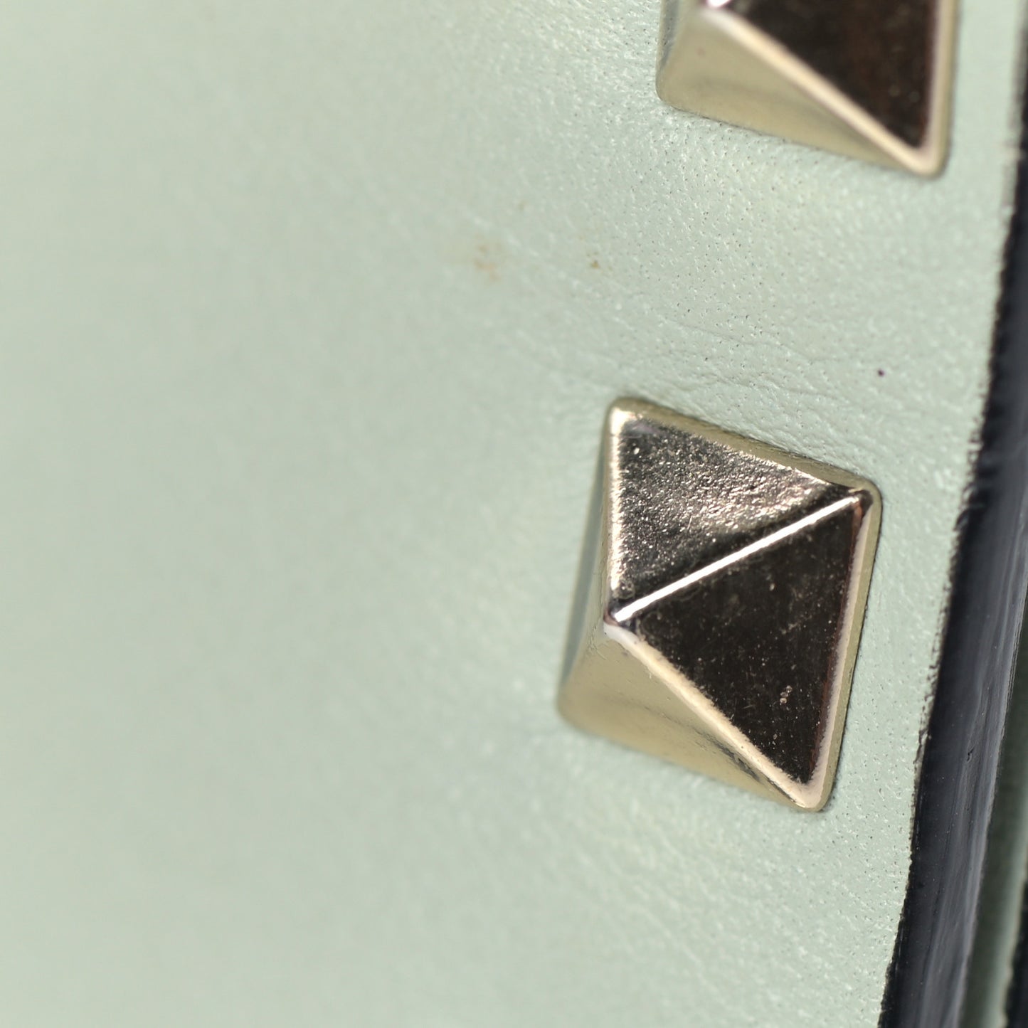 Calfskin Rockstud Wallet on Chain Water Green