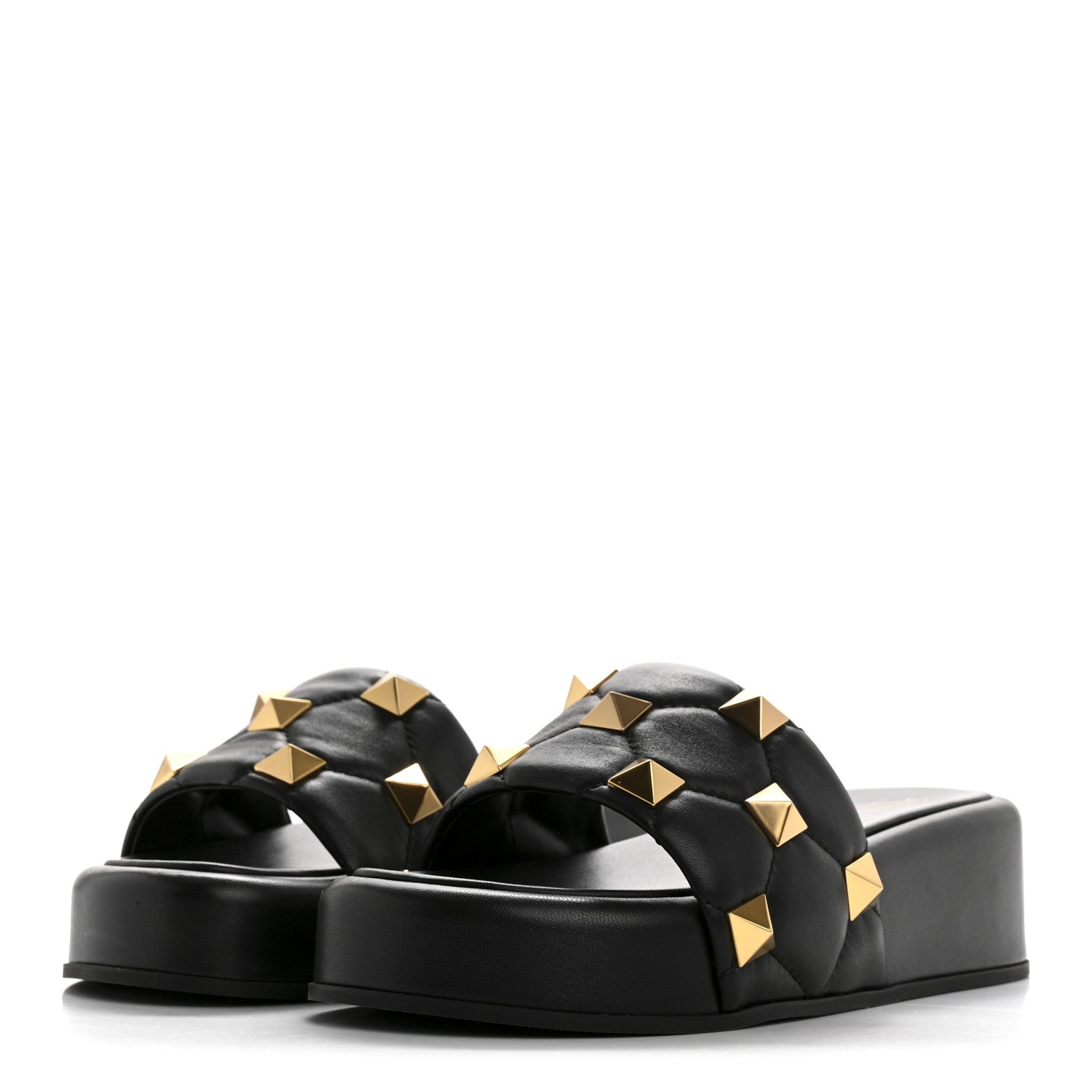 Valentino Garavani Nappa Roman Stud 30/50mm Platform Slide Sandals 37.5 Black 4 of 9