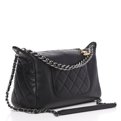 Chanel Calfskin Chain 20s Signature Hobo Black 3 of 12