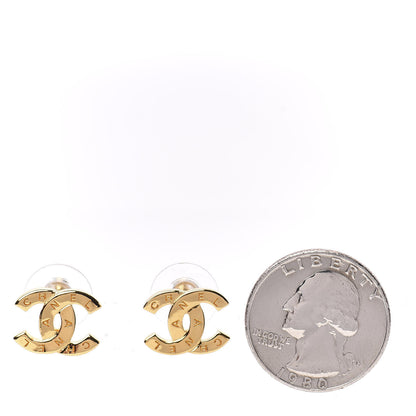 Chanel Metal CC Paris Button Stud Earrings Gold 2 of 5