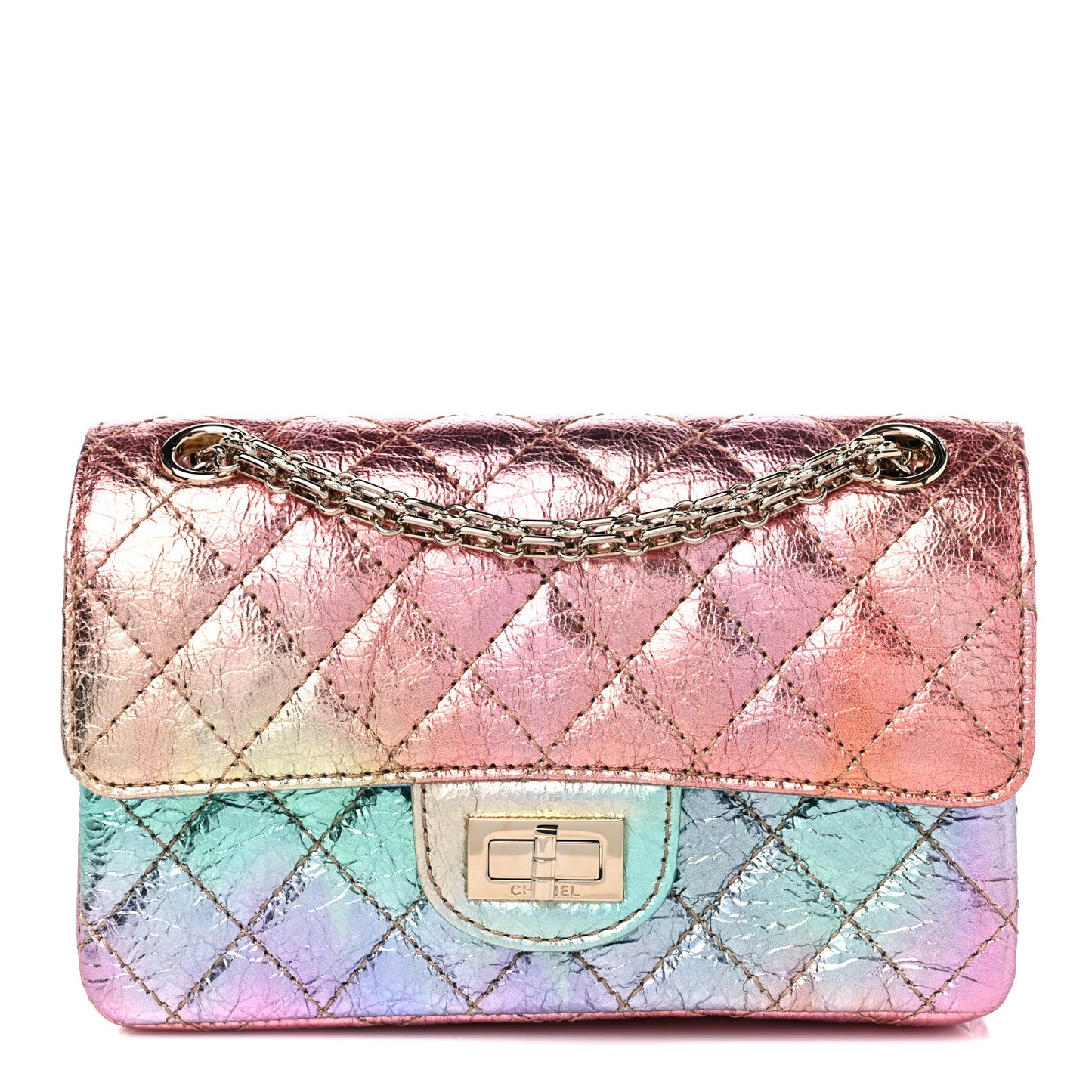 Metallic Goatskin Quilted Mini 2.55 Reissue Flap Multicolor
