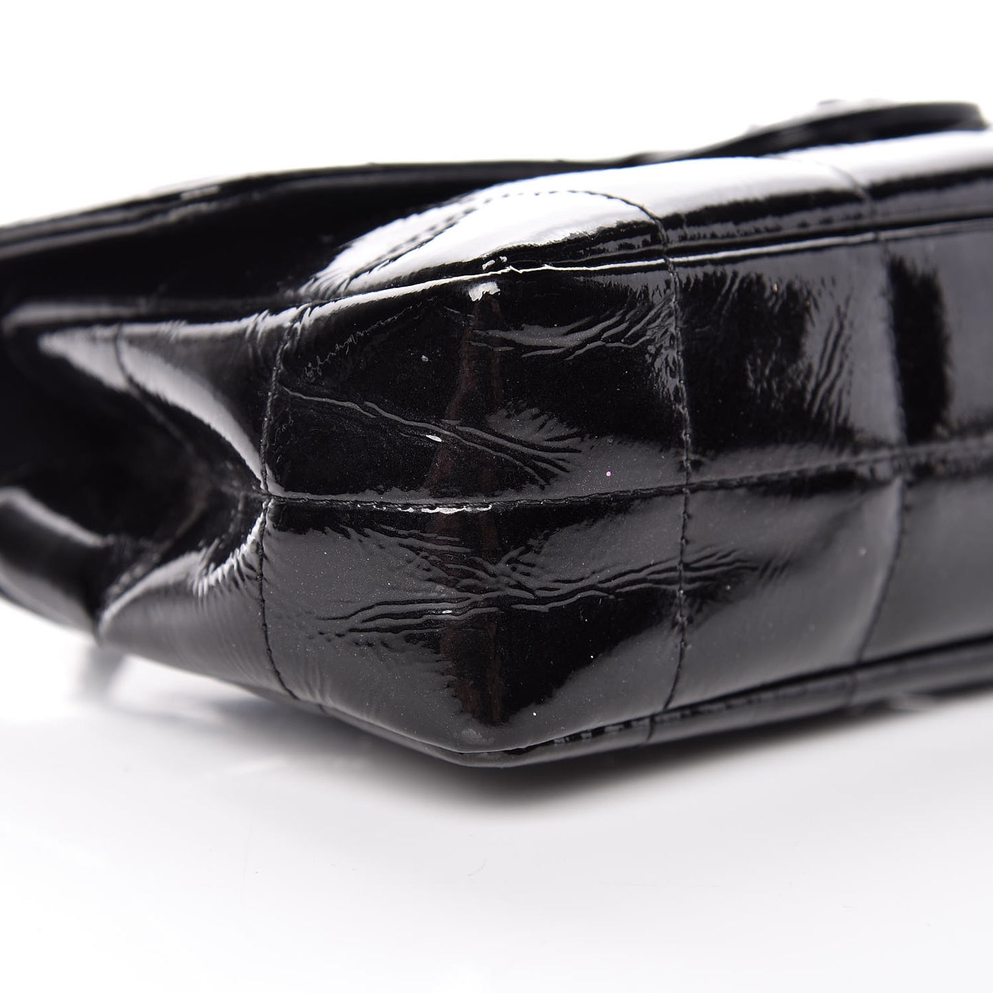 Distress Patent Quilted Mini Chocolate Bar Flap Black