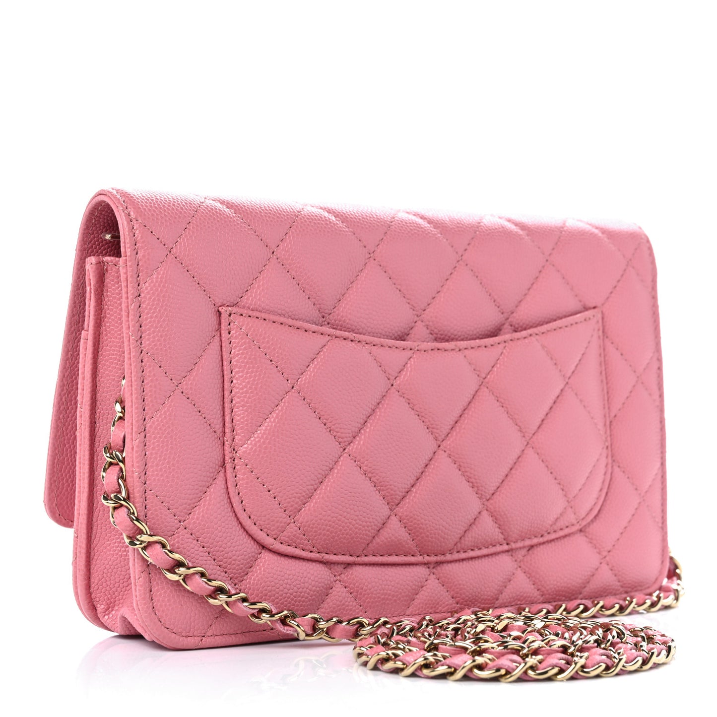 Caviar Quilted Wallet on Chain WOC Pink