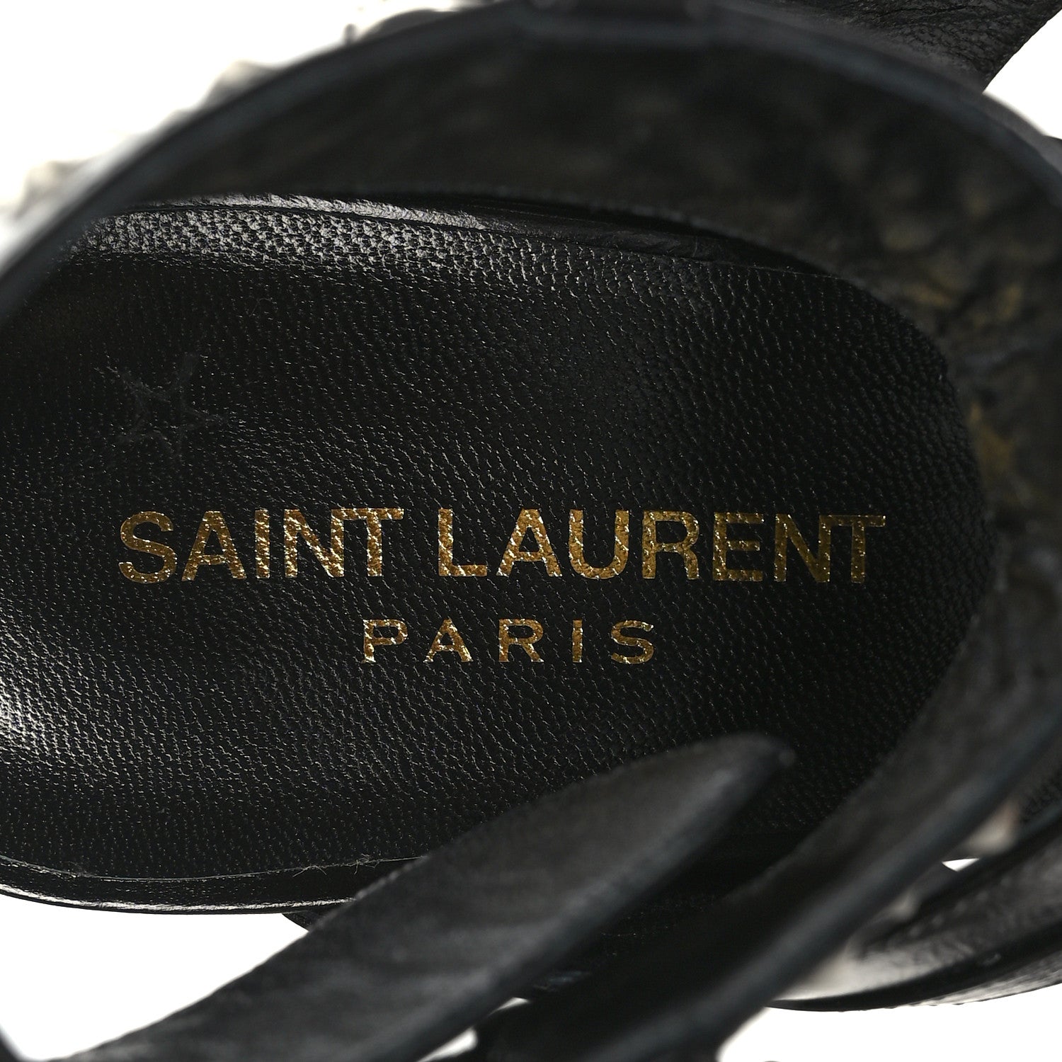 Saint Laurent Shiny Calfskin Multi-Studded Strap Fetish Ankle Sandals 39 Black 7 of 8