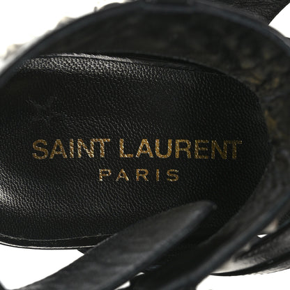 Saint Laurent Shiny Calfskin Multi-Studded Strap Fetish Ankle Sandals 39 Black 7 of 8