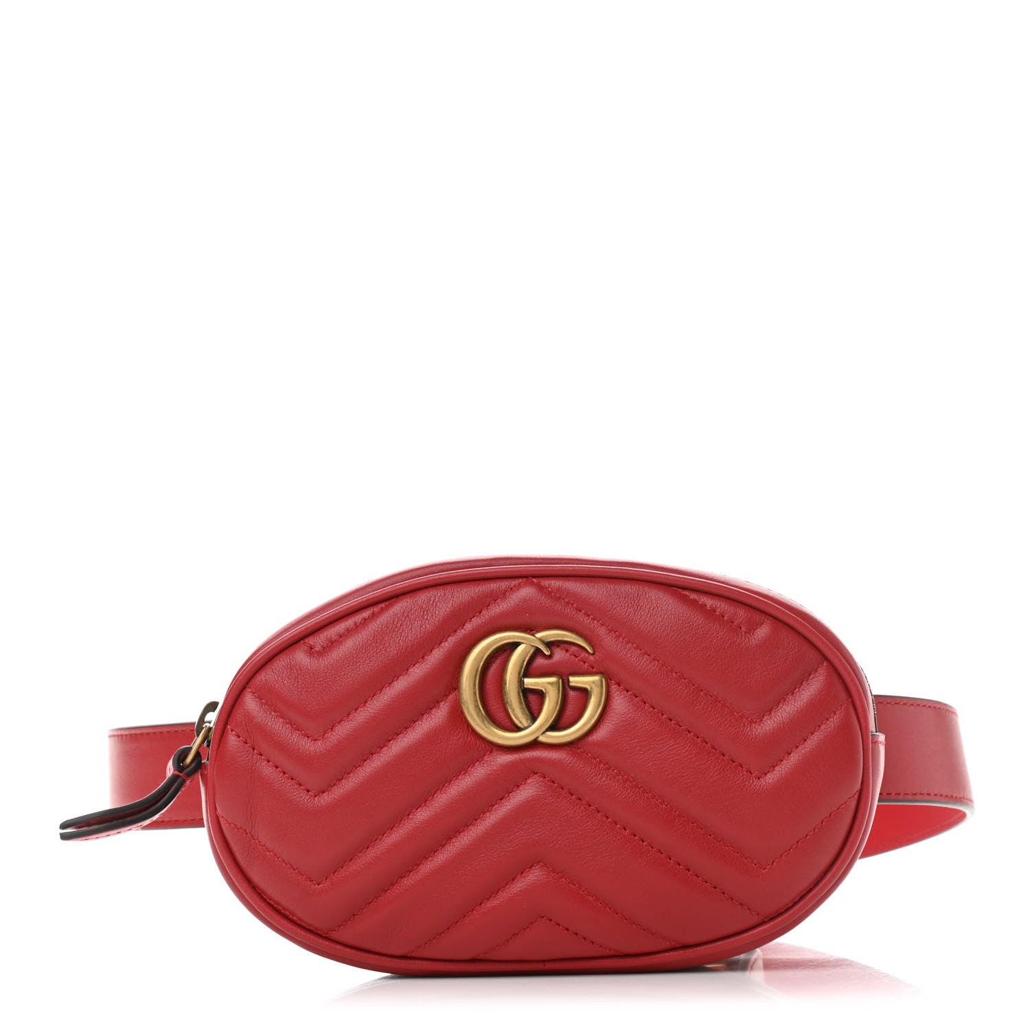 Gucci Calfskin Matelasse GG Marmont Belt Bag 85 34 Hibiscus Red 1 of 16