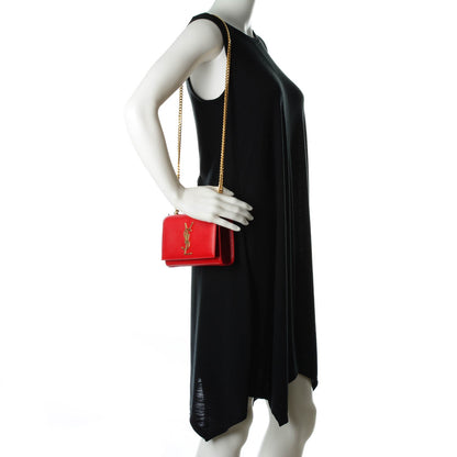 Saint Laurent Grain De Poudre Small Classic Monogram Satchel Vermillion 2 of 7