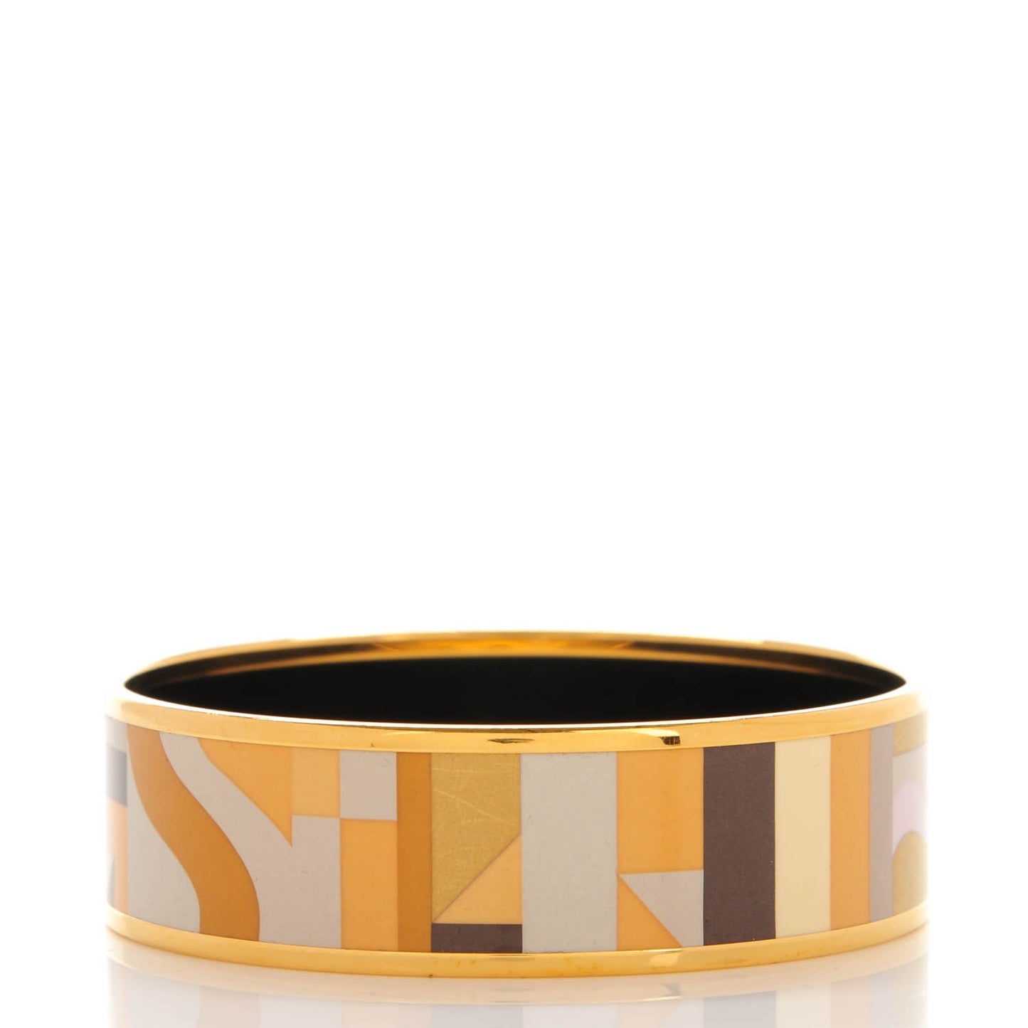 Enamel Printed Perspective Cavaliere Wide Bracelet 62 Caramel