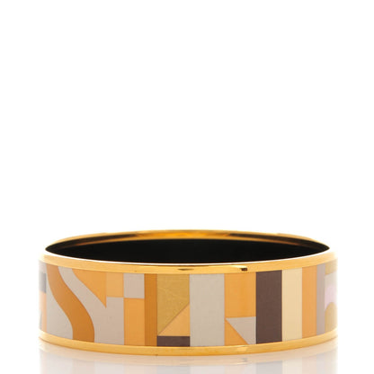 Hermes Enamel Printed Perspective Cavaliere Wide Bracelet 62 Caramel 3 of 5