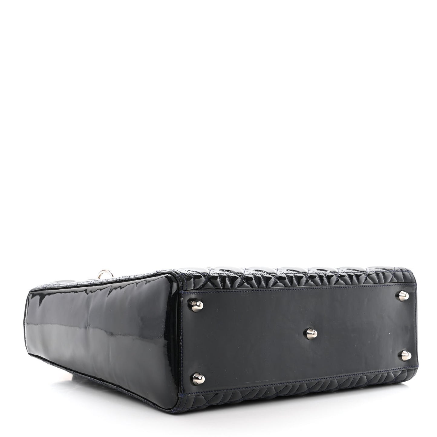 Patent Cannage Large Lady Dior Navy Blue