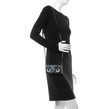 Fendi Nappa Rabbit Fox Fur Micro Buggie Baguette Black 2 of 8