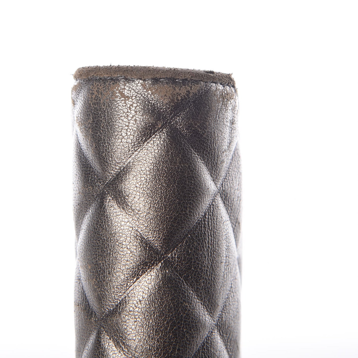 Calfskin Quilted Large Diamond CC Flap Wallet Dark Silver
