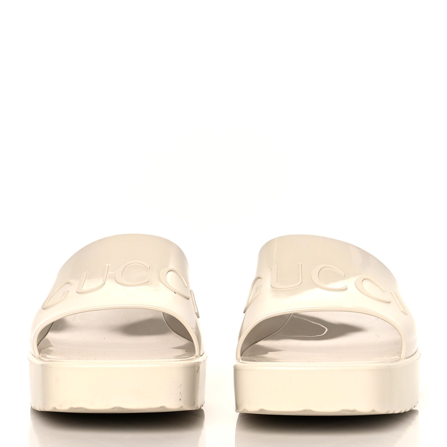 Gucci Rubber Gucci Logo Womens Platform 20/60mm Slide Sandals 40 Mystic White 2 of 8