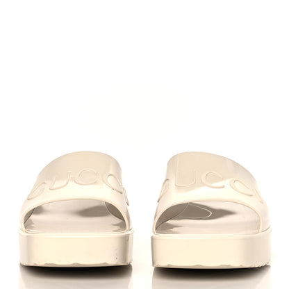 Gucci Rubber Gucci Logo Womens Platform 20/60mm Slide Sandals 40 Mystic White 2 of 8