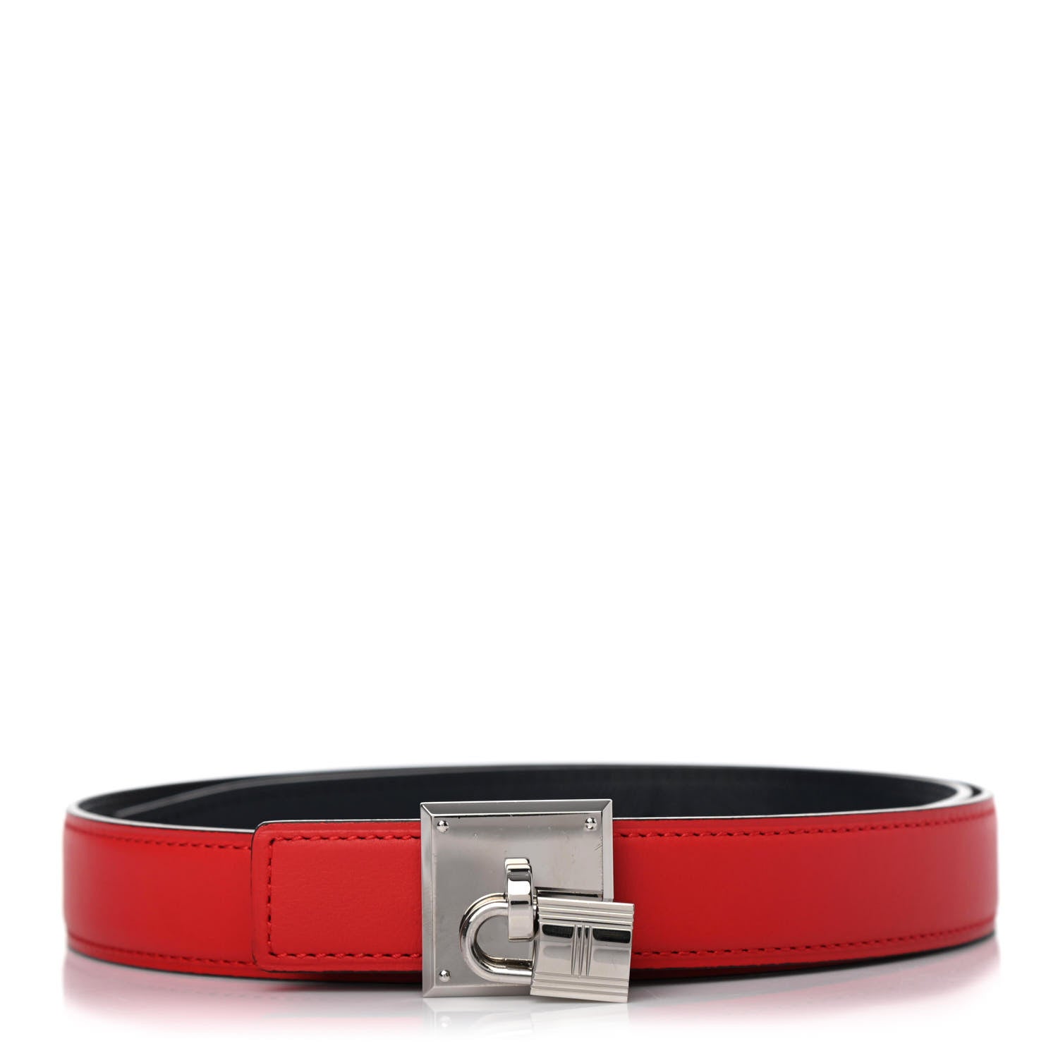 Hermes Epsom Swift 24mm Tresor Belt 75 Bleu Indigo Rouge De Coeur 1 of 4
