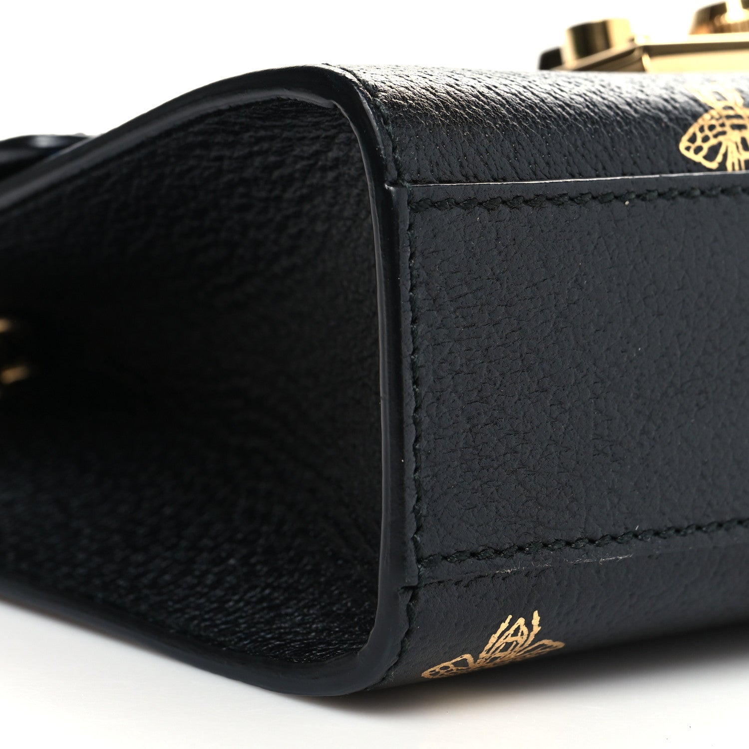 Gucci Grained Calfskin Bee Star Small Padlock Shoulder Bag Black 10 of 12